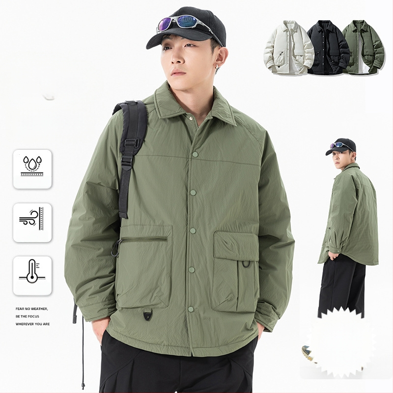 Zimná bunda s péřovou výplň pre mužov, dlhý rukáv, polyesterová látka