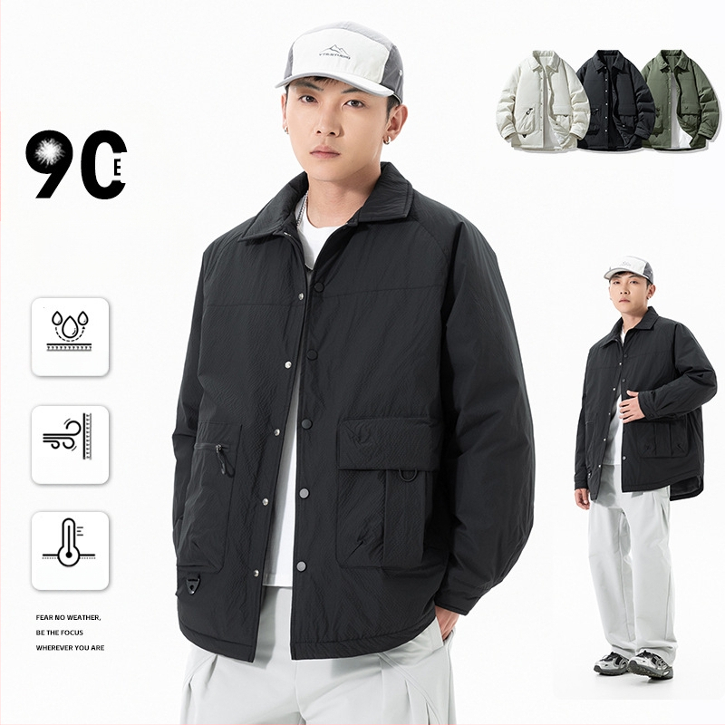 Zimná bunda s péřovou výplň pre mužov, dlhý rukáv, polyesterová látka