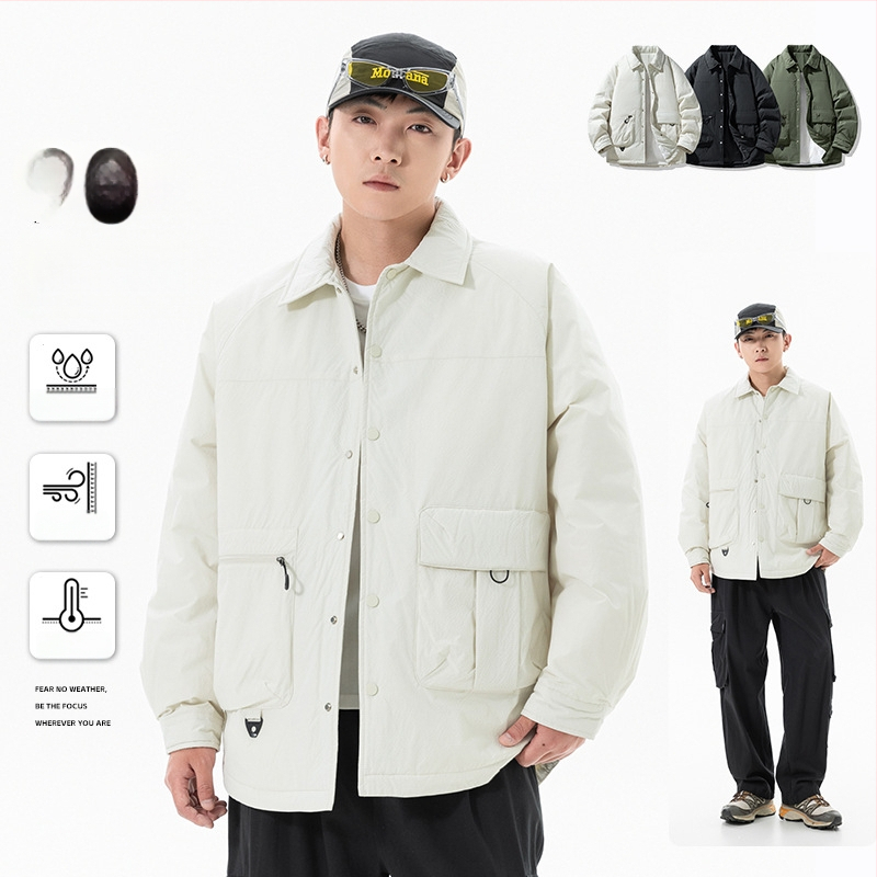 Zimná bunda s péřovou výplň pre mužov, dlhý rukáv, polyesterová látka