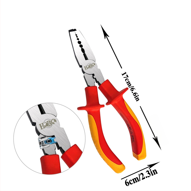 Izolované viacúčelové elektrikárske kliešte, ihlová špička, odizolovač káblov, chróm-molybdenová oceľ, hmotnosť 0,2 kg