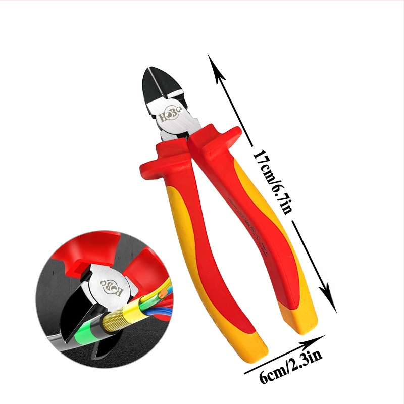 Izolované viacúčelové elektrikárske kliešte, ihlová špička, odizolovač káblov, chróm-molybdenová oceľ, hmotnosť 0,2 kg