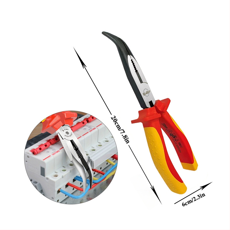 Izolované viacúčelové elektrikárske kliešte, ihlová špička, odizolovač káblov, chróm-molybdenová oceľ, hmotnosť 0,2 kg