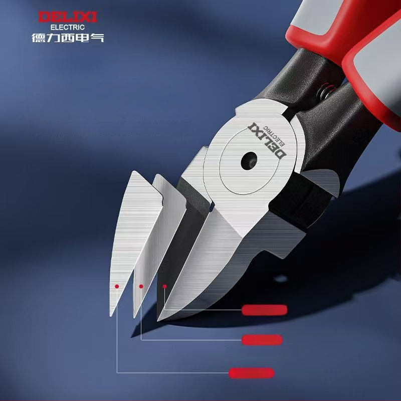 Delixi Electric priemyselné diagonálne rezné kliešte, vysoká tvrdosť, naklonené čeľuste, z chróm-vanádiovej ocele