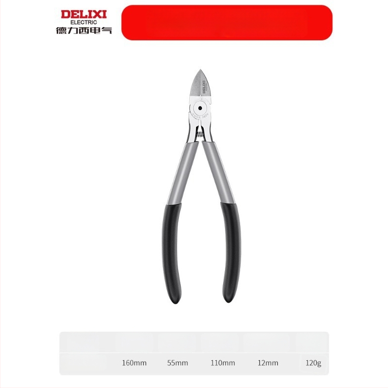 Delixi Electric priemyselné diagonálne rezné kliešte, vysoká tvrdosť, naklonené čeľuste, z chróm-vanádiovej ocele