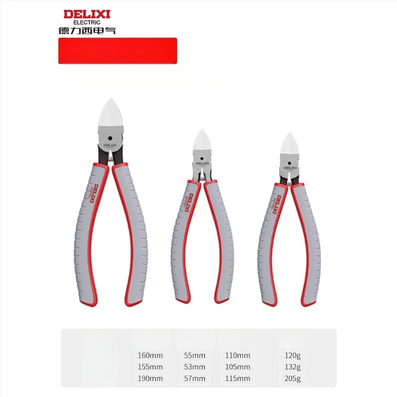 Delixi Electric priemyselné diagonálne rezné kliešte, vysoká tvrdosť, naklonené čeľuste, z chróm-vanádiovej ocele