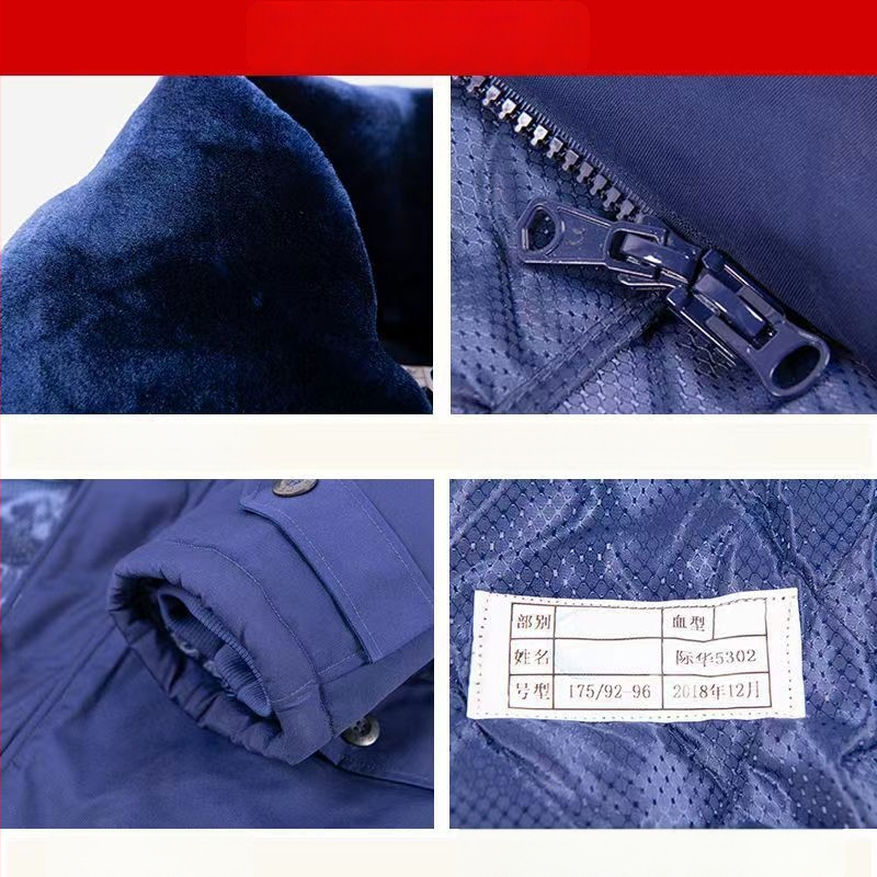 Hrubé zateplenie s bavlnenou výplňou, opasok, zapínanie na jeden rad, tkanina z polyesterovej zmesi