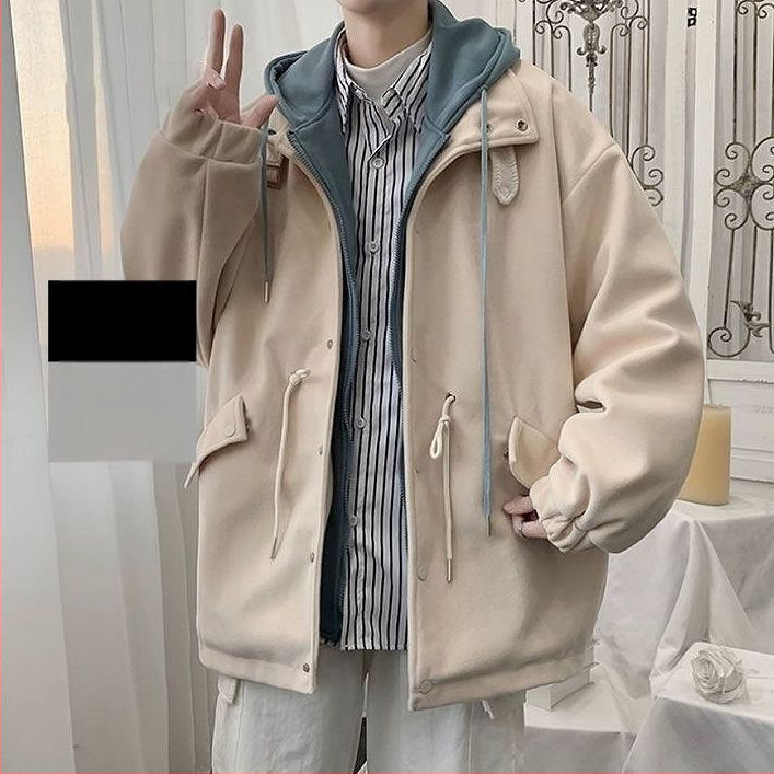 Meeste kapuutsiga jak, vaba lõige, ühevärviline, 80% polüesteri materjal