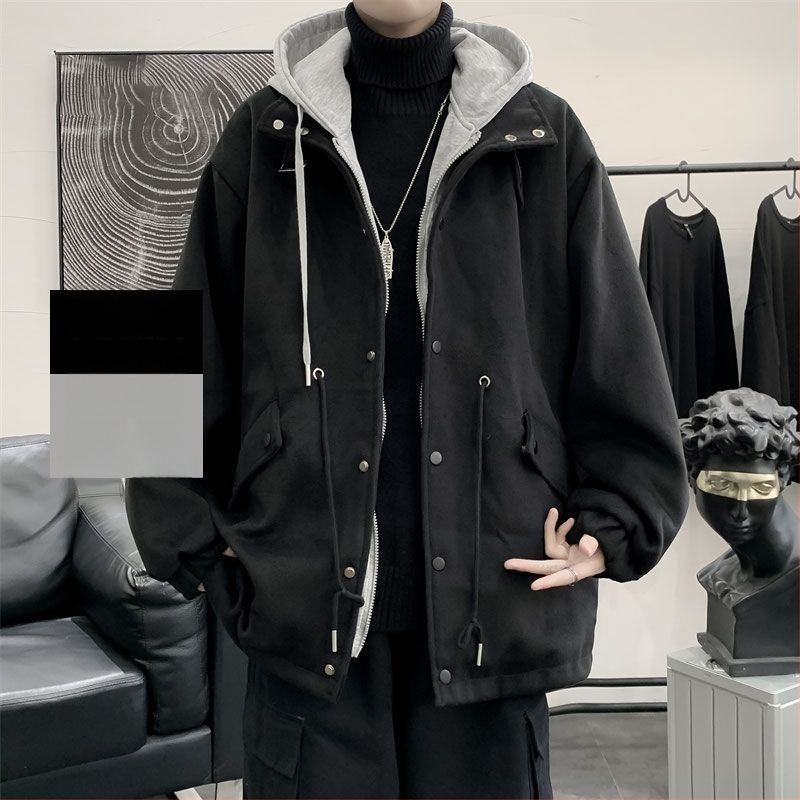 Meeste kapuutsiga jak, vaba lõige, ühevärviline, 80% polüesteri materjal