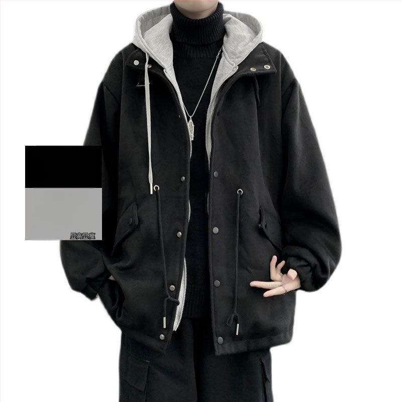 Meeste kapuutsiga jak, vaba lõige, ühevärviline, 80% polüesteri materjal