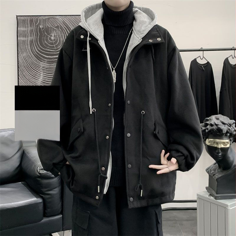 Meeste kapuutsiga jak, vaba lõige, ühevärviline, 80% polüesteri materjal