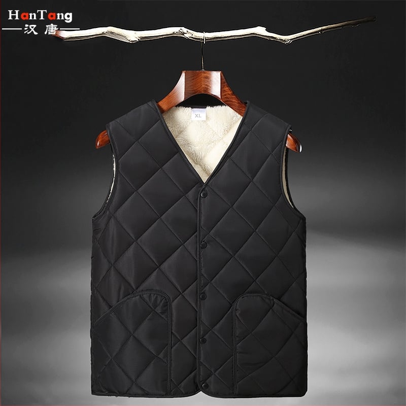 Pánska vesta s fleecovou podšívkou, károvaný vzor, zimná, tri vrstvy, bez goliera