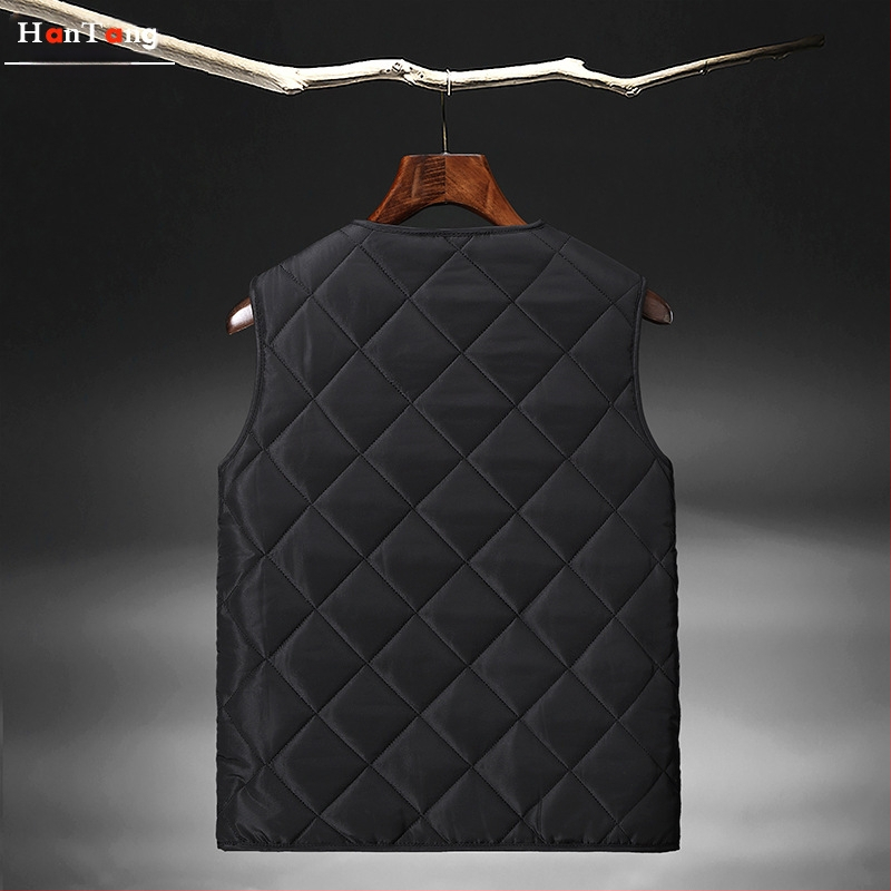 Pánska vesta s fleecovou podšívkou, károvaný vzor, zimná, tri vrstvy, bez goliera