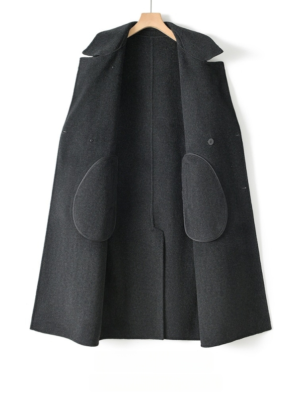 Pánsky zimný kabát v kórejskom štýle voľného strihu, dvojradové zapínanie, 100% vlna