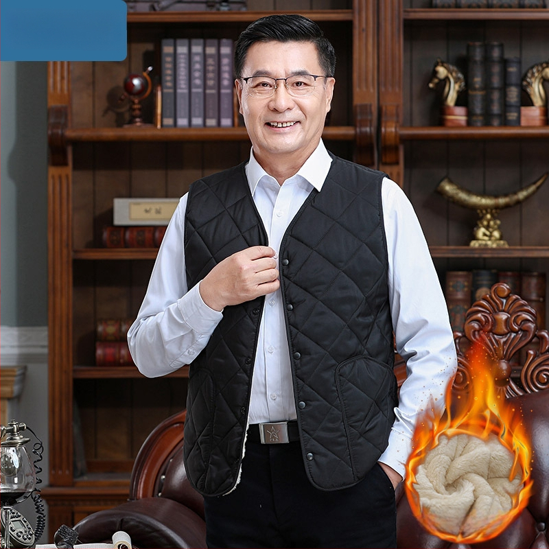 Pánska hrubá bavlnená vesta bez kapucne, voľný strih, výplň: bavlna, podšívka: polyester, Zima 2024