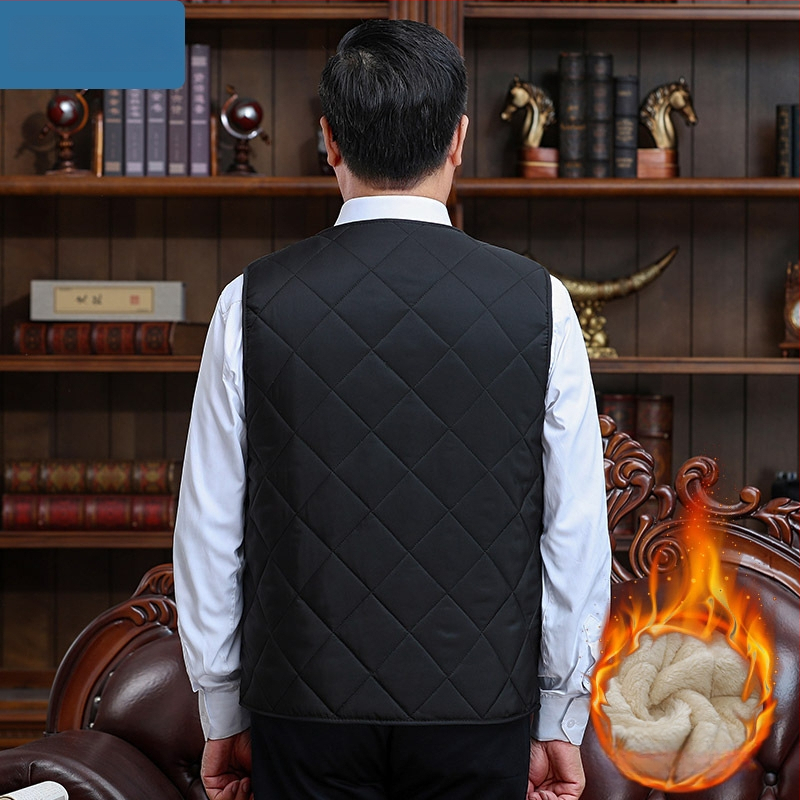 Pánska hrubá bavlnená vesta bez kapucne, voľný strih, výplň: bavlna, podšívka: polyester, Zima 2024