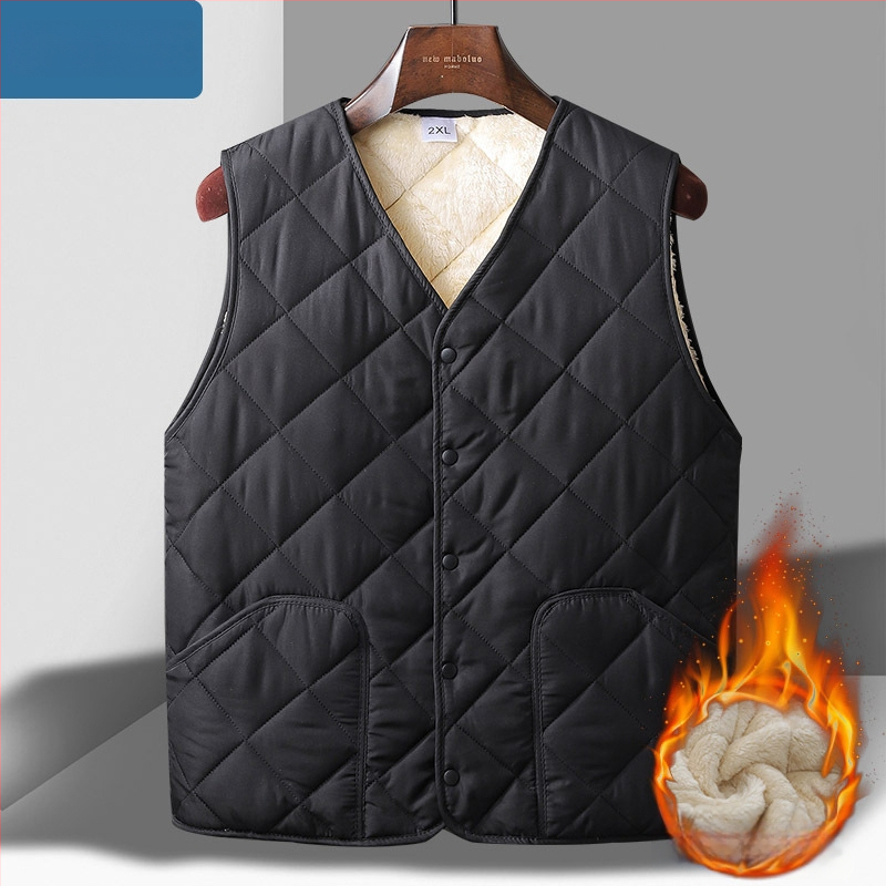 Pánska hrubá bavlnená vesta bez kapucne, voľný strih, výplň: bavlna, podšívka: polyester, Zima 2024