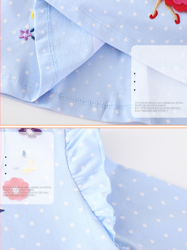 Detské šaty v štýle európsko-americkom, s dlhými rukávmi, 100% bavlna, kreslený vzor