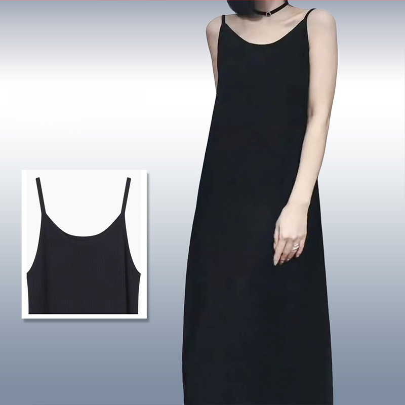 Kleit õlarihmadega, midi pikkus, ümmarguse kaelusega, varrukateta, polüester