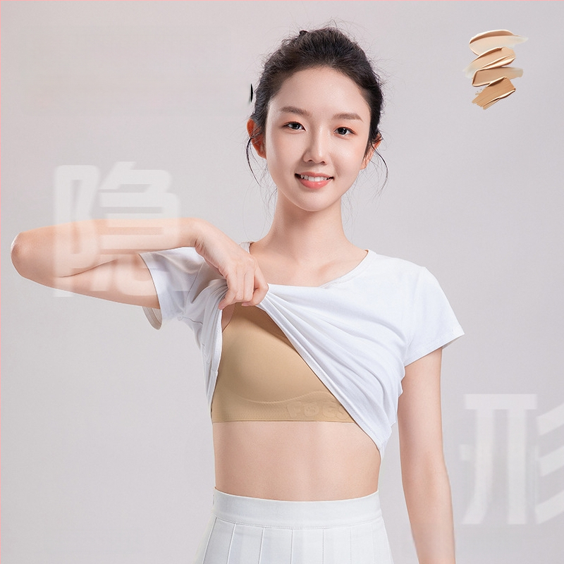 Bešvový tanktopový podprsenka pre tínedžerky 12–15 rokov, športový štýl; plná miska s tenkou formovanou miskou; miska bavlna; hlavný materiál: elastan; podšívka: nylon/poliamid 70–80%; bez zapínania; pevné dvojité ramienka