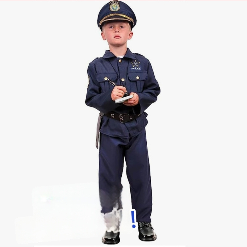 Detský cosplay policajta – Polyesterové pracovné oblečenie, pre vek 3–8 rokov, Skladom, jar 2024
