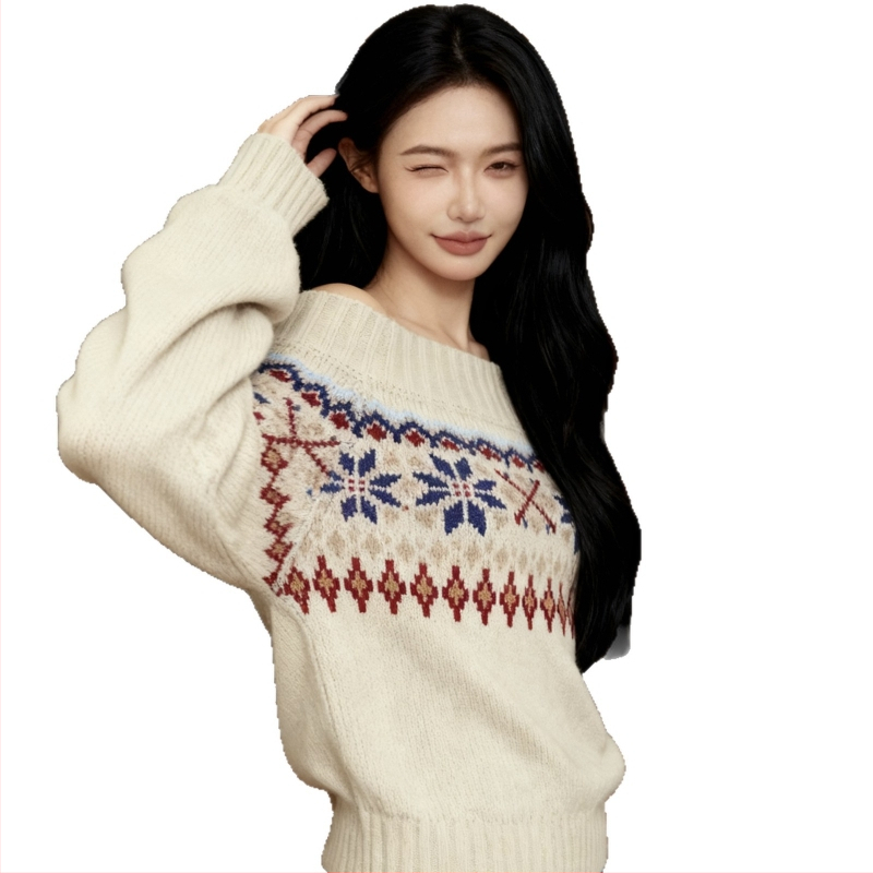 Džemperis ar vienu plecu — viskozes un poliesteres maisījums, patchwork raksts, brīvs griezums, parastā garums