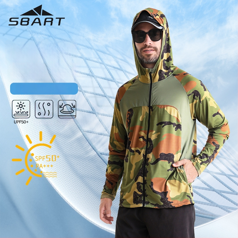 Lauko vėjo striukė žvejybai su kamufliažiniu raštu, UPF50 UV apsauga, greitai džiūsta, kvėpuojanti