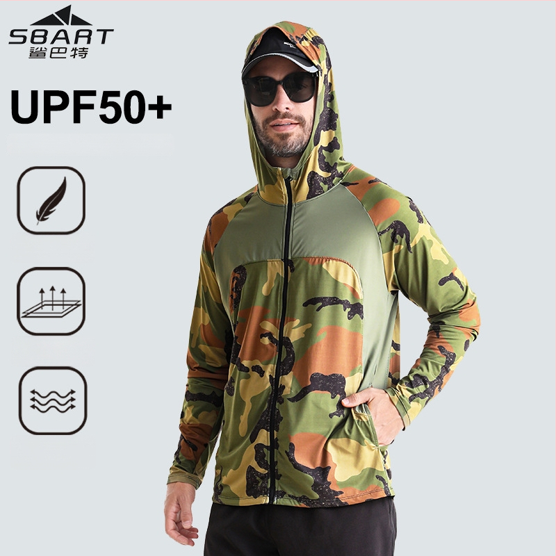 Lauko vėjo striukė žvejybai su kamufliažiniu raštu, UPF50 UV apsauga, greitai džiūsta, kvėpuojanti