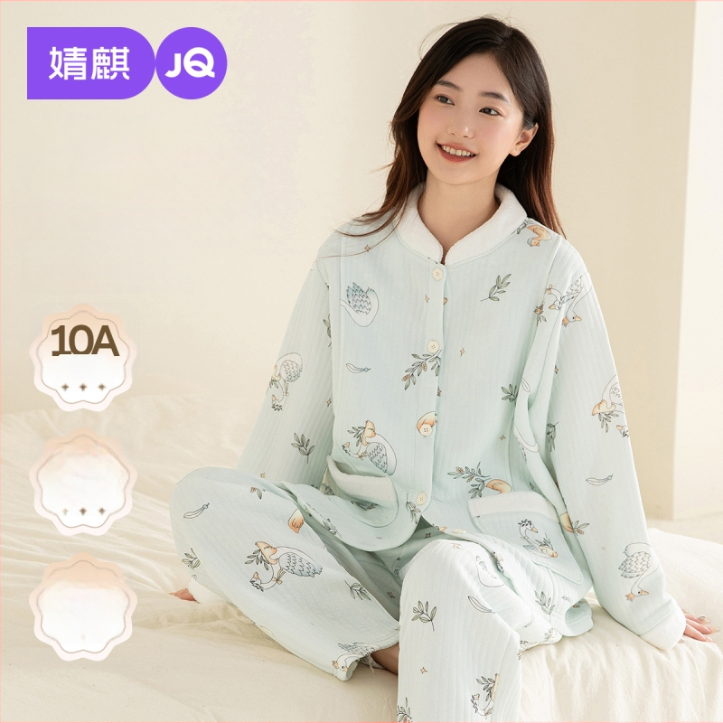 JOYNCLEON Sada dojčiaceho domáceho oblečenia – 100% bavlna, kruhový golier, dlhý rukáv, dlhé nohavice, super hrubá tkanina 301–350 g/m², jeseň/zima 2025, na dojčenie doma