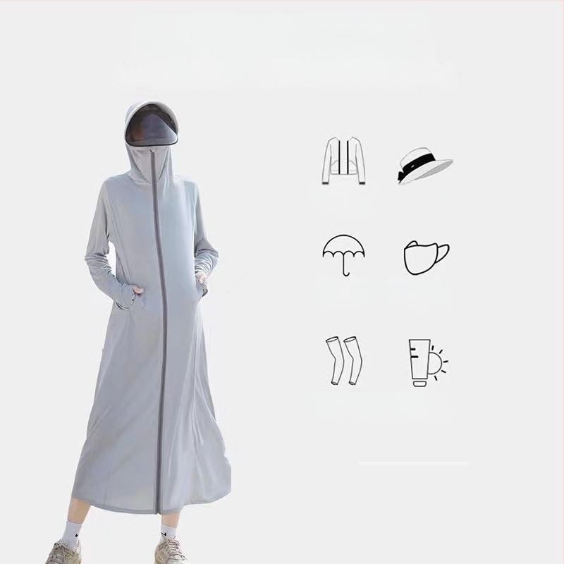 Ilga gobtuvinė lauko striukė iš nailono, UV50+ apsauga, greitai džiūsta ir kvėpuojanti