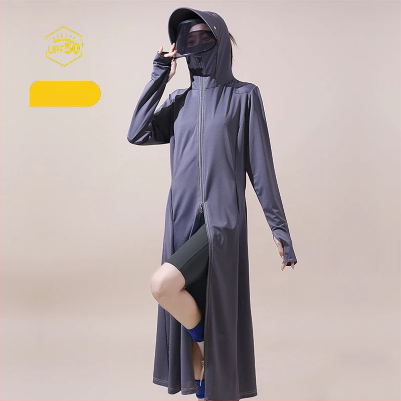 Ilga gobtuvinė lauko striukė iš nailono, UV50+ apsauga, greitai džiūsta ir kvėpuojanti