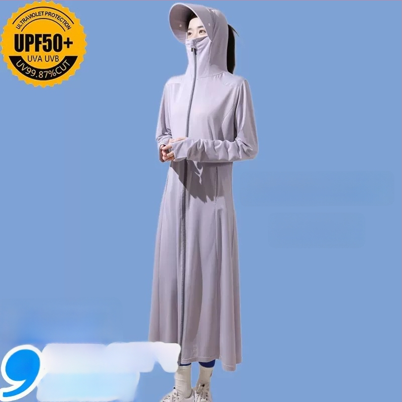 Ilga gobtuvinė lauko striukė iš nailono, UV50+ apsauga, greitai džiūsta ir kvėpuojanti