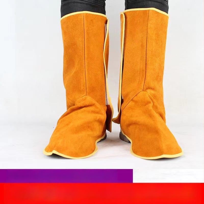 Защитник за крак заварчика от говежда кожа – термоизолиран, двуслойна говежда кожа, защита за крак на заварчик, усилена заварна защита