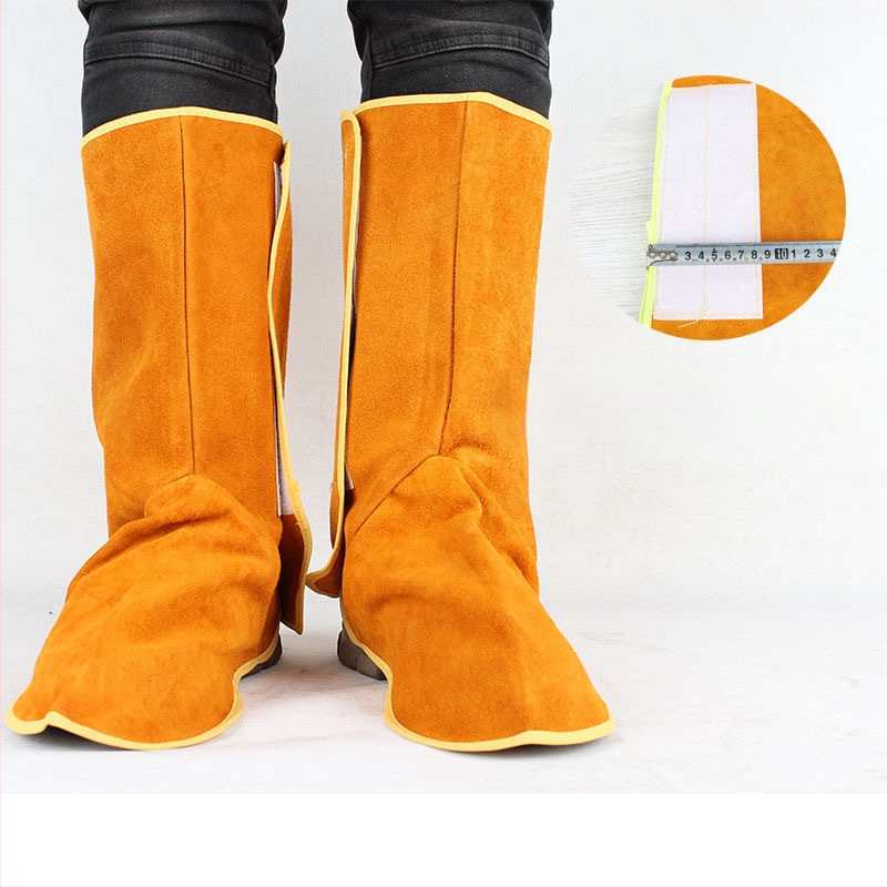 Защитник за крак заварчика от говежда кожа – термоизолиран, двуслойна говежда кожа, защита за крак на заварчик, усилена заварна защита