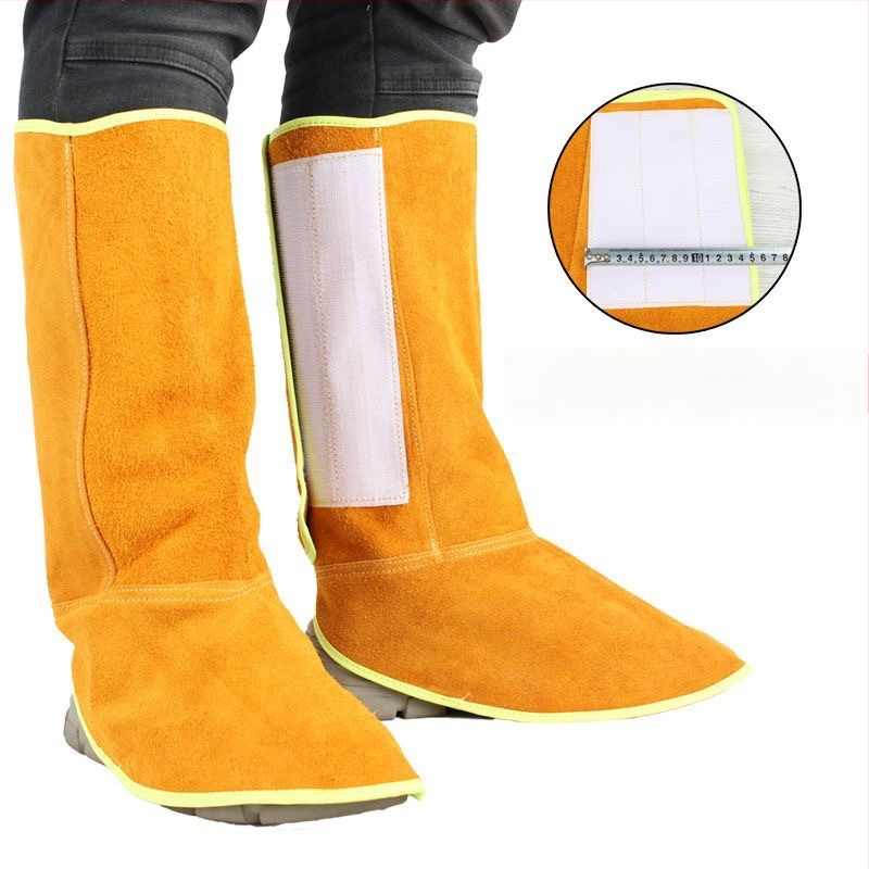 Защитник за крак заварчика от говежда кожа – термоизолиран, двуслойна говежда кожа, защита за крак на заварчик, усилена заварна защита