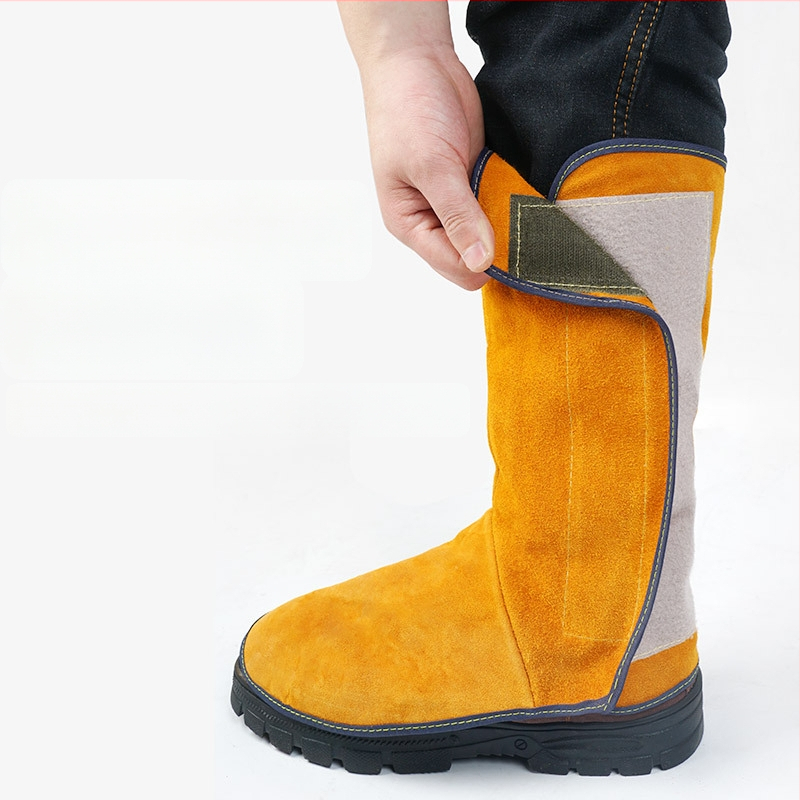 Заваръчен крачен защитник от кравешка кожа със защита срещу пръски и топлинен щит, издръжлив кожен предпазник за крак