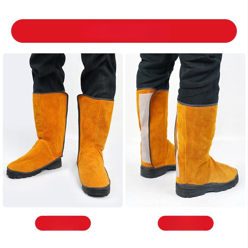 Заваръчен крачен защитник от кравешка кожа със защита срещу пръски и топлинен щит, издръжлив кожен предпазник за крак