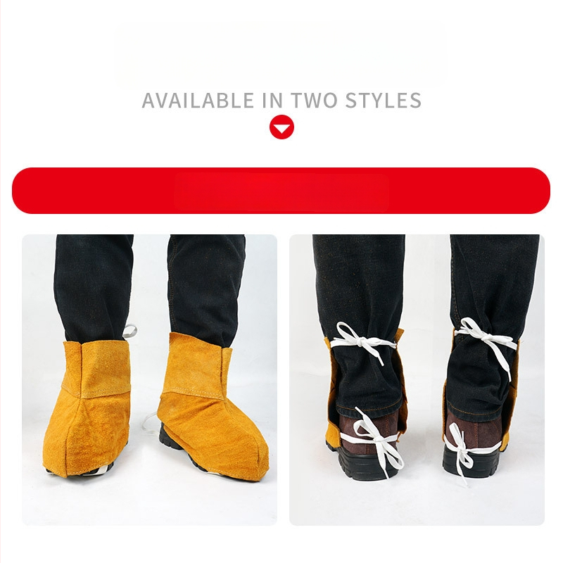 Заваръчен крачен защитник от кравешка кожа със защита срещу пръски и топлинен щит, издръжлив кожен предпазник за крак