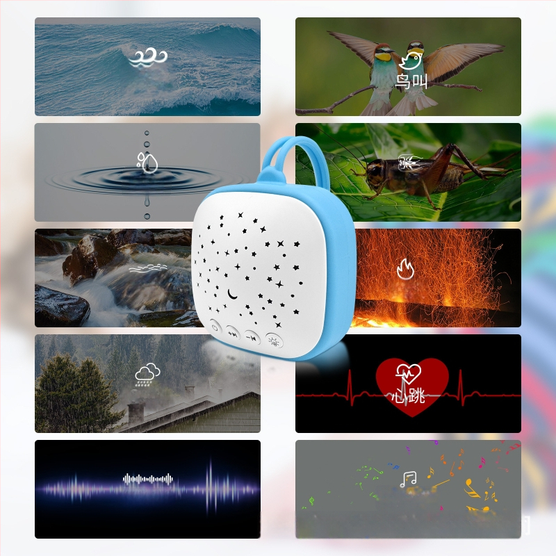 Prenosné zariadenie na spanie pre bábätká s bielym šumom a hudbou — bez displeja, verzia s nabíjaním, bez vstavaných batérií