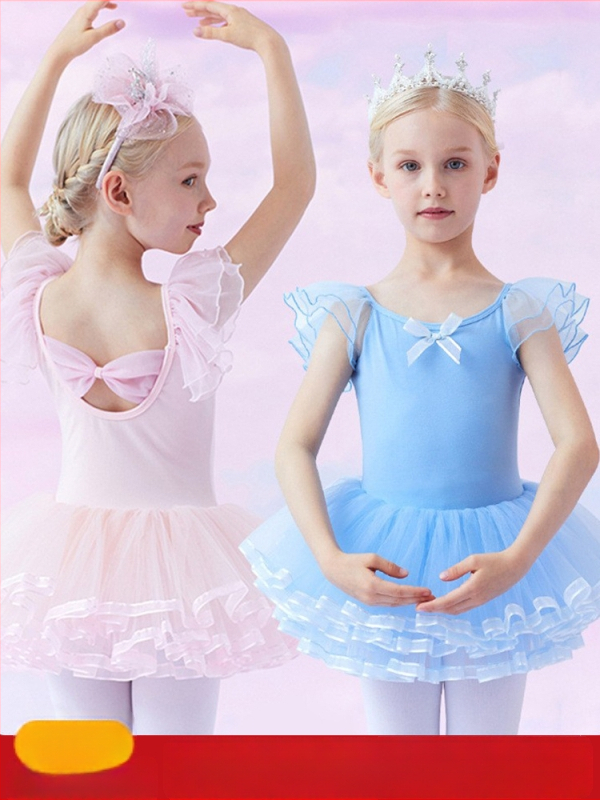 Detské baletné šaty na leto s krátkymi rukávmi, 93,2% bavlna, pre vek 3–8 rokov