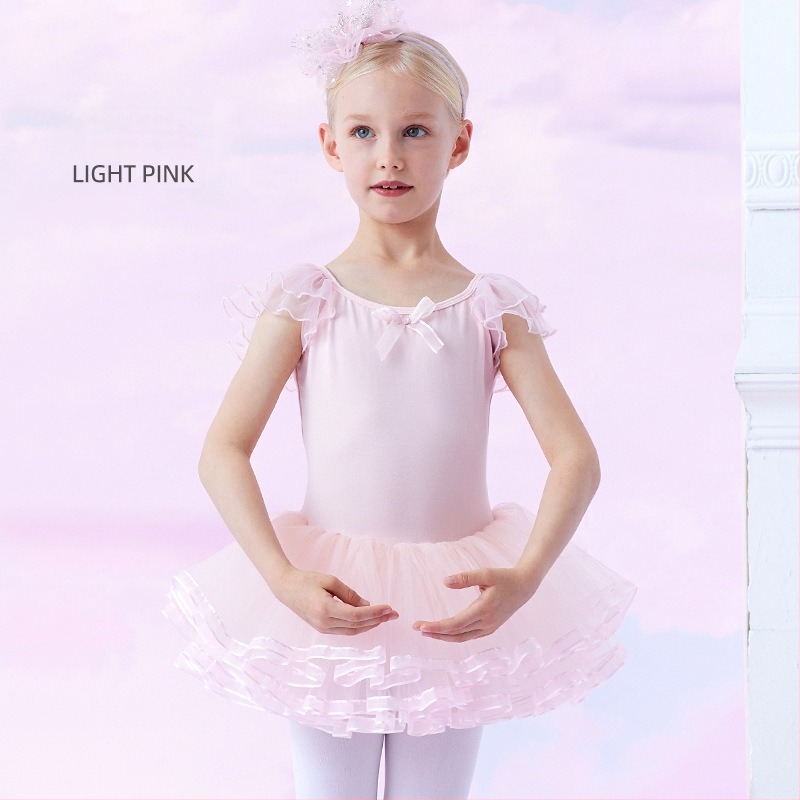 Detské baletné šaty na leto s krátkymi rukávmi, 93,2% bavlna, pre vek 3–8 rokov