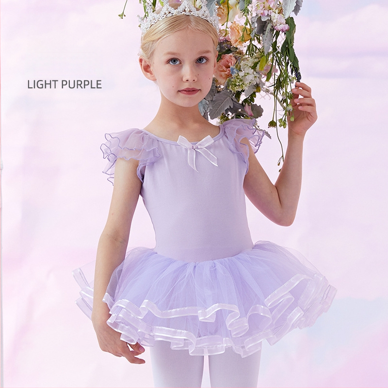 Detské baletné šaty na leto s krátkymi rukávmi, 93,2% bavlna, pre vek 3–8 rokov