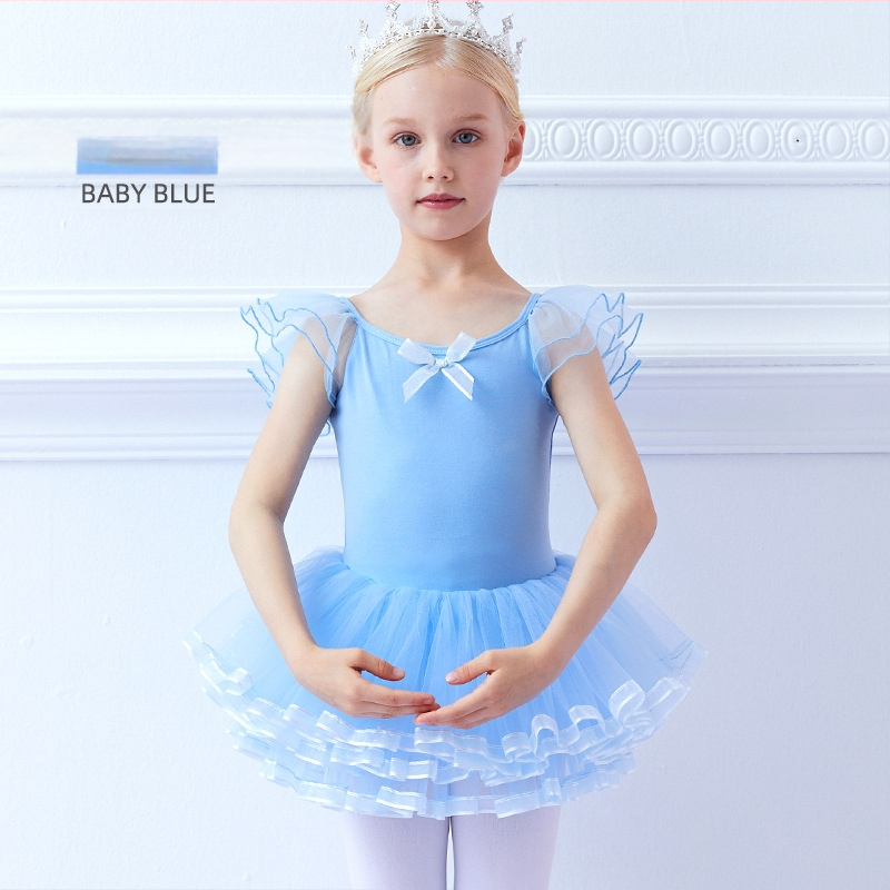Detské baletné šaty na leto s krátkymi rukávmi, 93,2% bavlna, pre vek 3–8 rokov