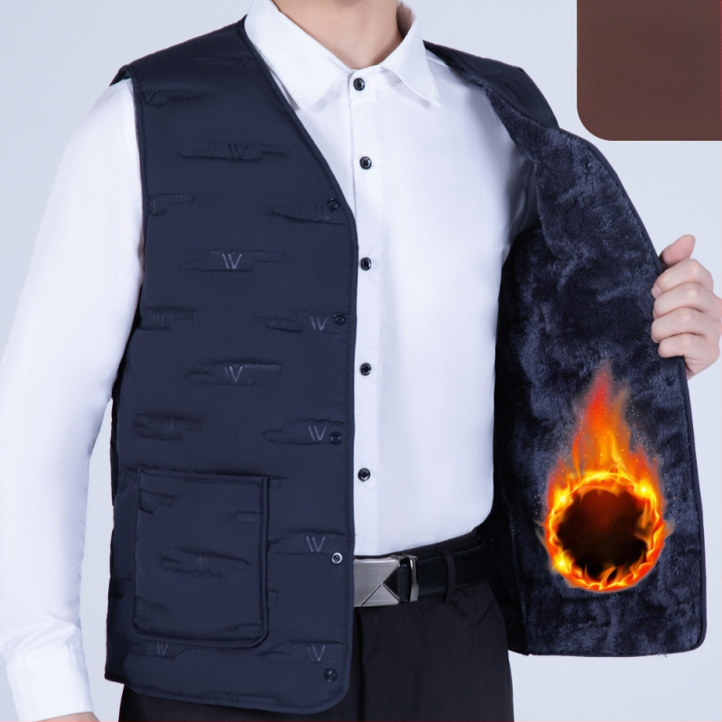 Pánska bavlnená vesta, hrubšia, jesenný-zimný štýl, biznis formálny strih, úzka línia, vrecká s 3D nášivkami