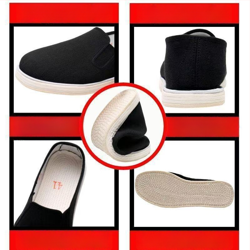 Pánske plátenné topánky s viacvrstvovou podrážkou – bavlnené vrchné, okrúhla špička, priedušné, plochá podrážka