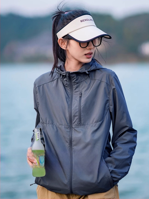 Unisex saulės apsaugos striukė su gobtuvu, lengva, kvėpuojanti, UPF50+