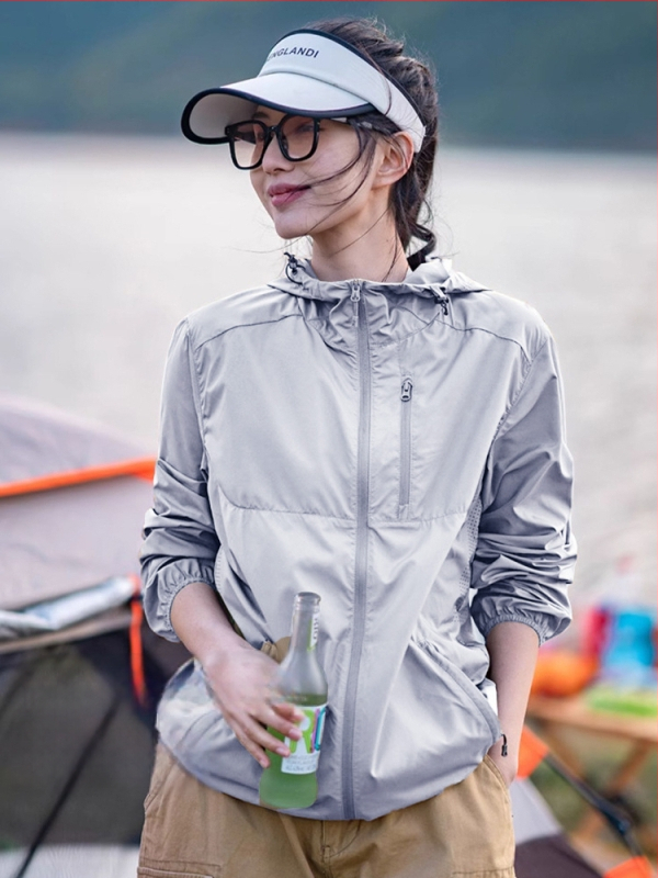 Unisex saulės apsaugos striukė su gobtuvu, lengva, kvėpuojanti, UPF50+