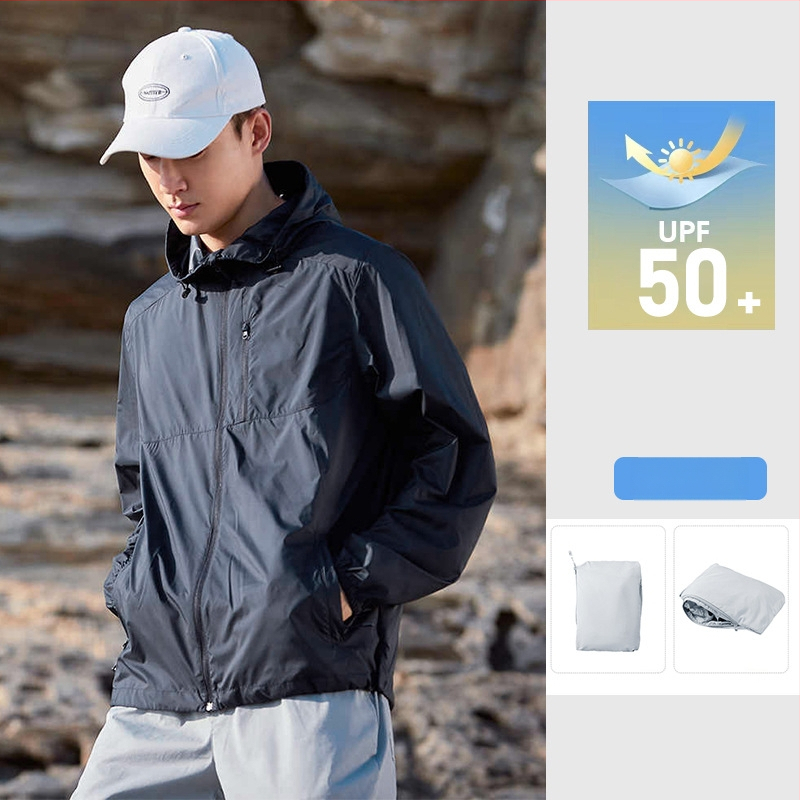 Unisex saulės apsaugos striukė su gobtuvu, lengva, kvėpuojanti, UPF50+