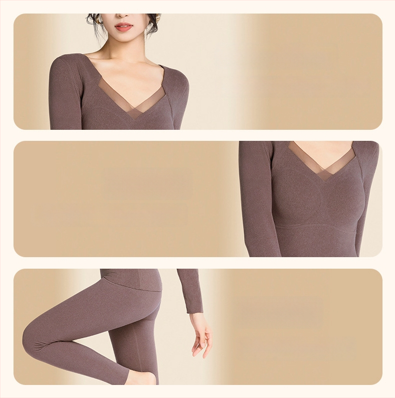 Дълъг ръкав графеново нагряван термо комплект с вградени подплънки за бюста, леггинси и топ