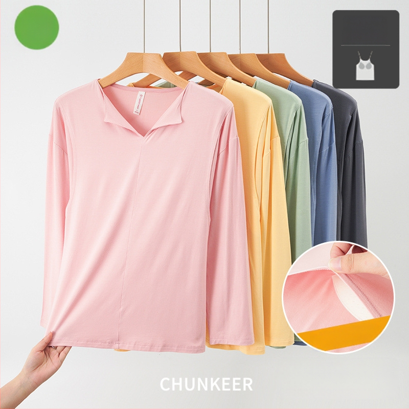 Modalový top na dojčenie s vložkou na prsník, dlhý rukáv, výstrih do V, 95% viskóza 5% spandex