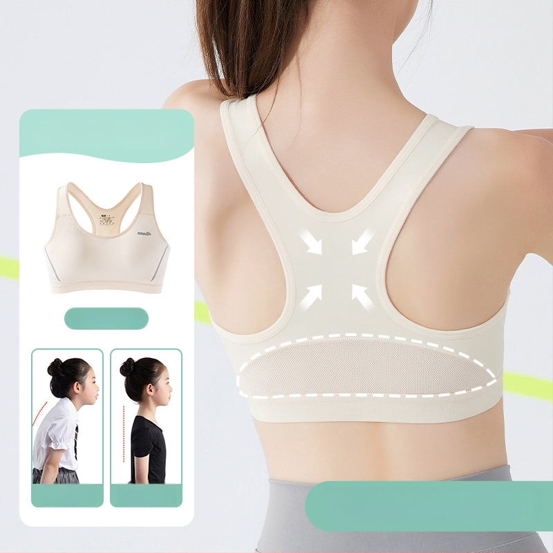 Modal športová podprsenka pre dievčatá, 3/4 košík, bez výstuže, pevné dvojité ramienka, podšívka z Mulberry hodvábu